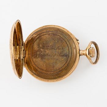 Pocket watch, 14K gold, with stand, 33.5 mm.