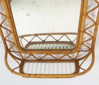 A bamboo and rattan Swedish Modern mirror, 1940's.