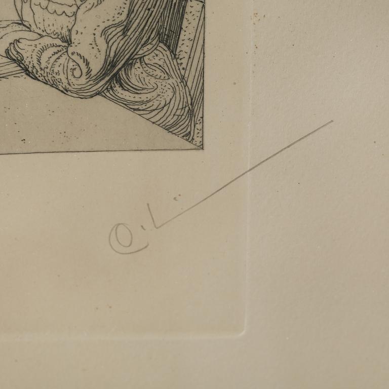 CARL LARSSON, etsning, signerad.