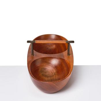 Carl II Auböck, a mahogany nut bowl and a  nutcracker, Carl Auböck workshops, Vienna Austria, probably 1950's.