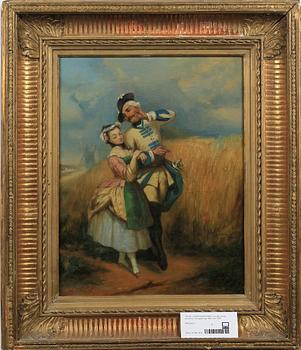 OKÄND KONSTNÄR, olja på duk på pannå, 2 st, monogramsign MB o dat 1898.