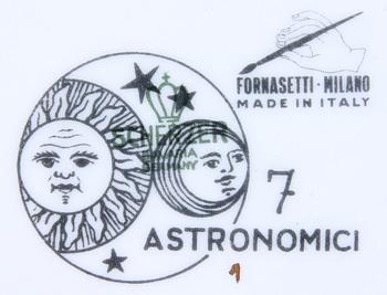 TALLRIKAR, 2 st, porslin, "Astronomici", Fornasetti.