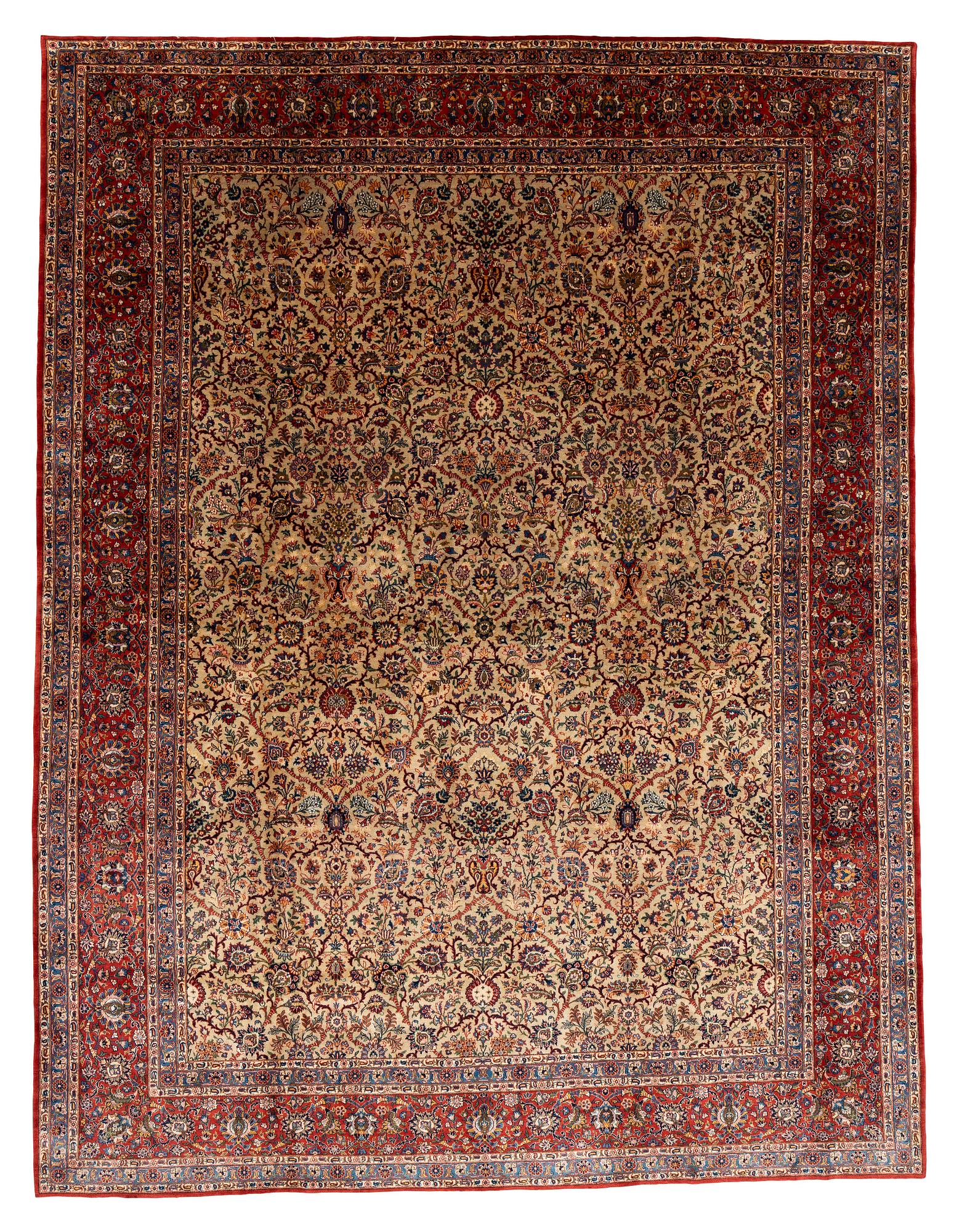 Matta, semiantik Keshan, ca 422 x 321 cm.