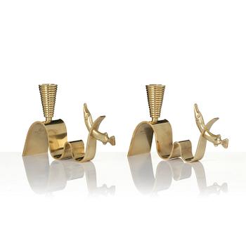 Carl-Einar Borgström, a pair of “Tyfon” candlesticks, Ystad-Metall, 1940s–50s.