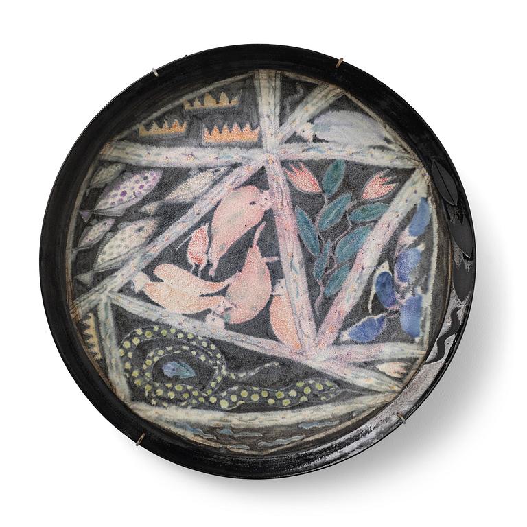 Eva Bengtsson, a large stoneware decorative dish, own studio, Frillesås.