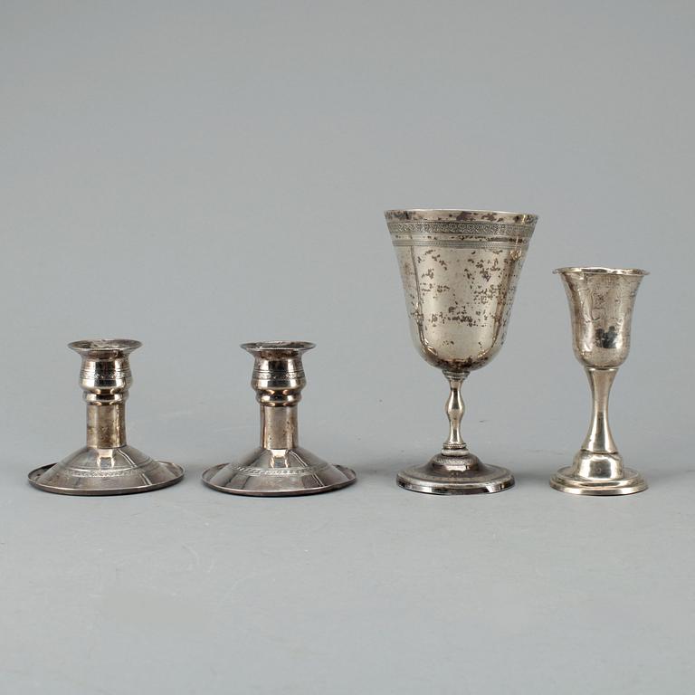 PARTI SILVER, 4 delar, Sverige resp Egypten. 17-1900-tal. Total vikt ca 456 g.