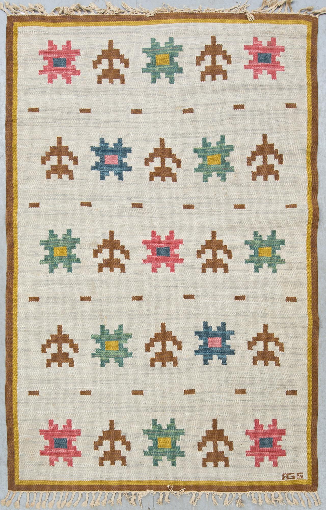 MATTA, rölakan, monogramsignerad AGS, Anna-Greta Sjöquist, 1900-talets mitt, ca 225 X 146 cm.