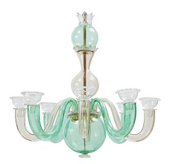 A Gio Ponto glass chandelier, Venini, Murano, Italy 1945-50.