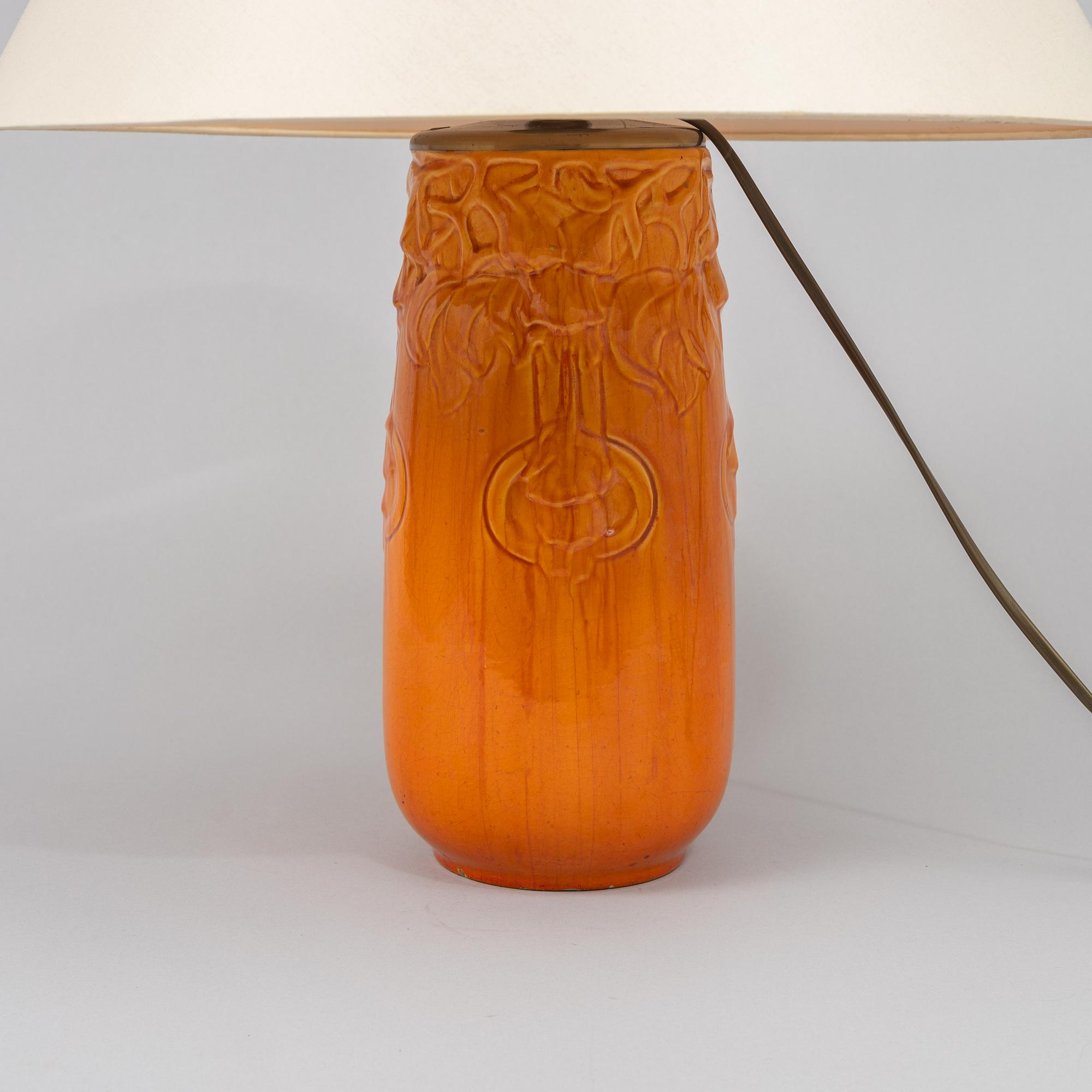 A creamware table lamp, Jugend,  Rörstrand, early 20th century.