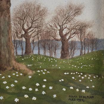 Oskar Bergman, Oak in a spring landscape.