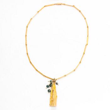Björn Weckström, A 14K gold necklace 'Golden tree' with mossagates for Lapponia 1973.