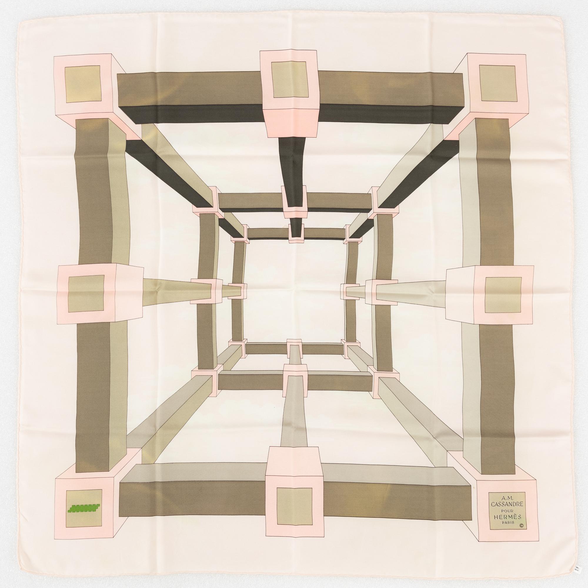 Hermès, a 'Perspective' twill silk scarf.