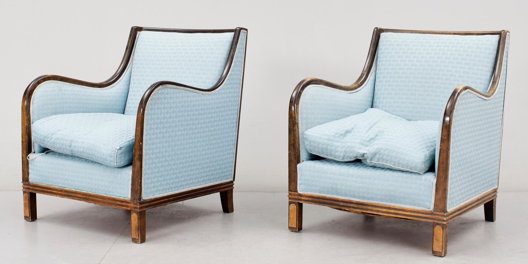 FÅTÖLJER, ett par, art deco, 1900-talets första hälft.