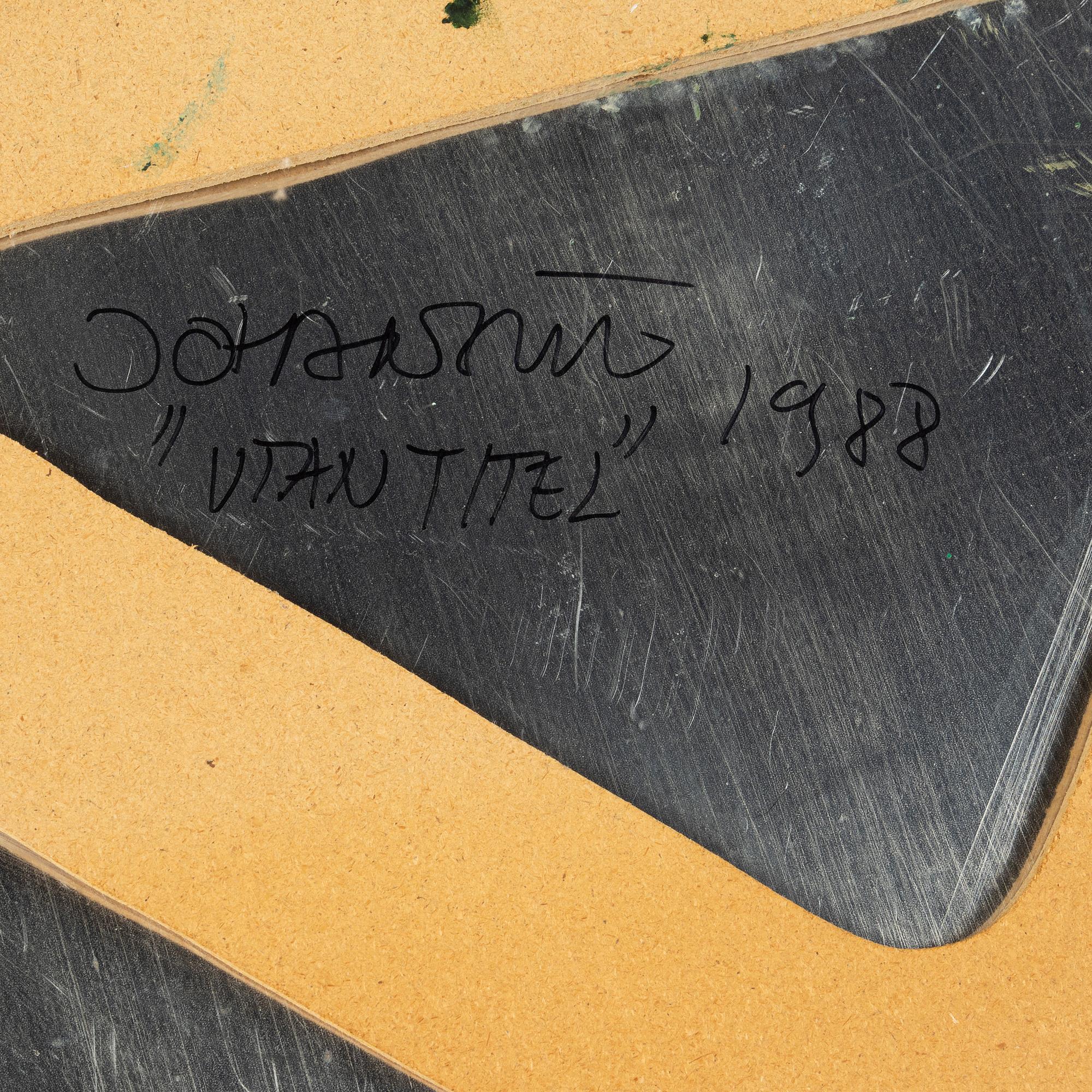 Johan Scott, oil on tin on board, signed Johan Scott and dated 1988 on verso.