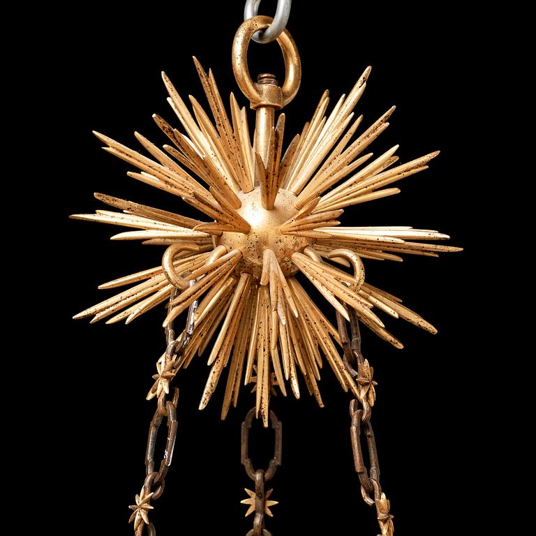 An Empire early 19th century nine-light hanging lamp.