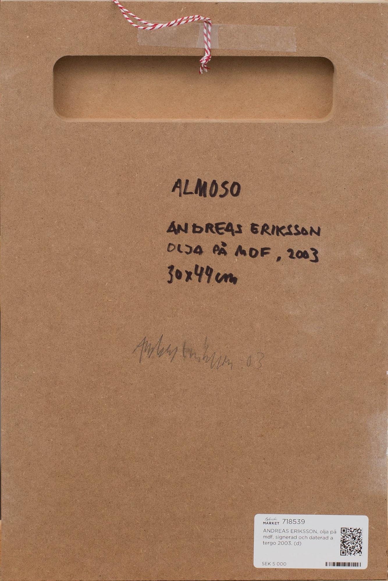 ANDREAS ERIKSSON, olja på mdf, signerad och daterad a tergo 2003.