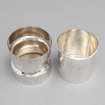 REY URBAN, 2 sterling silver beakers, Stockholm 1974 and  Fausing, Denmark.