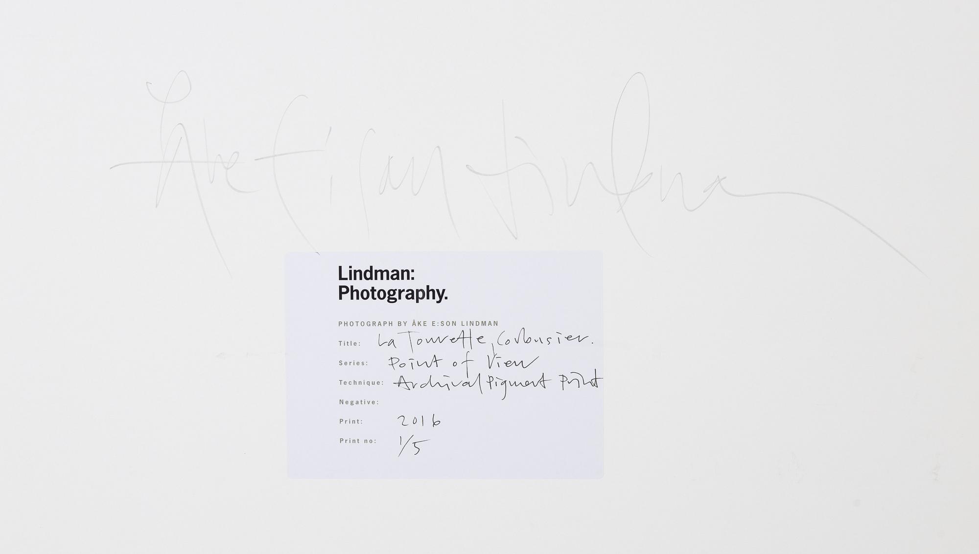Åke E:son Lindman, photograph signed and numbered 1/5 verso.