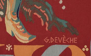TAPESTRY. "Höst-Vinter". Tapestry weave (gobelängteknik). 163,5 x 219 cm. Signed PF G. DEVÈCHE.