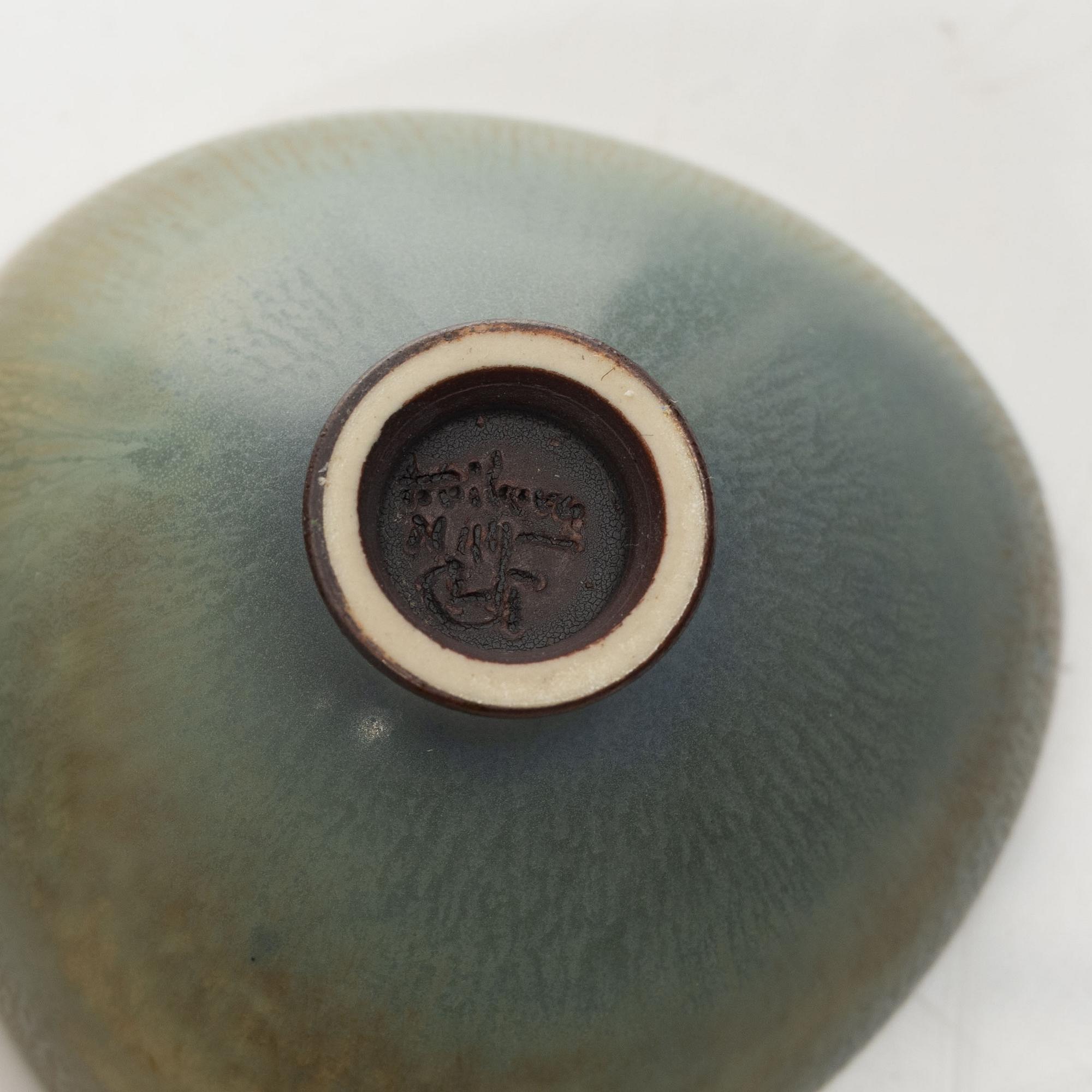 Berndt Friberg, a pair of bowls, and a vase, stoneware, Gustavsberg studio, 1954; 1972 and 1974.