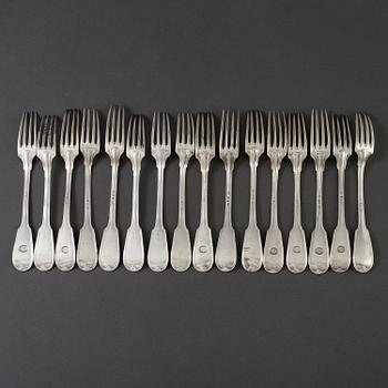 PEHR ZETHELIUS, 16 st bordsgafflar, silver, 1800-talets början.