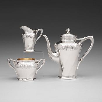 586. A C.G. Hallberg Art Nouveau 3 pcs silver coffee service, Stockholm 1916.