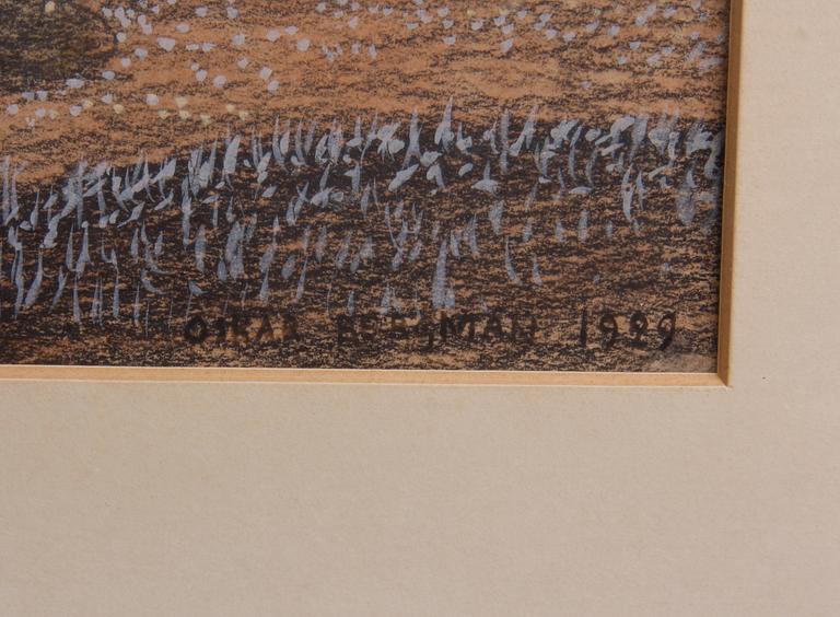 BERGMAN, OSKAR. Kritteckning med gouache. Sign o dat 1929-.