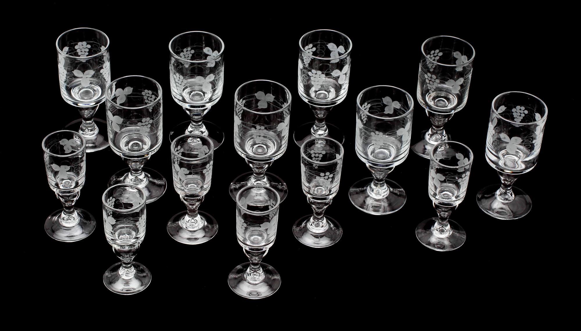 SERVISGLAS, 14 delar, "Swedish old", Reijmyre.