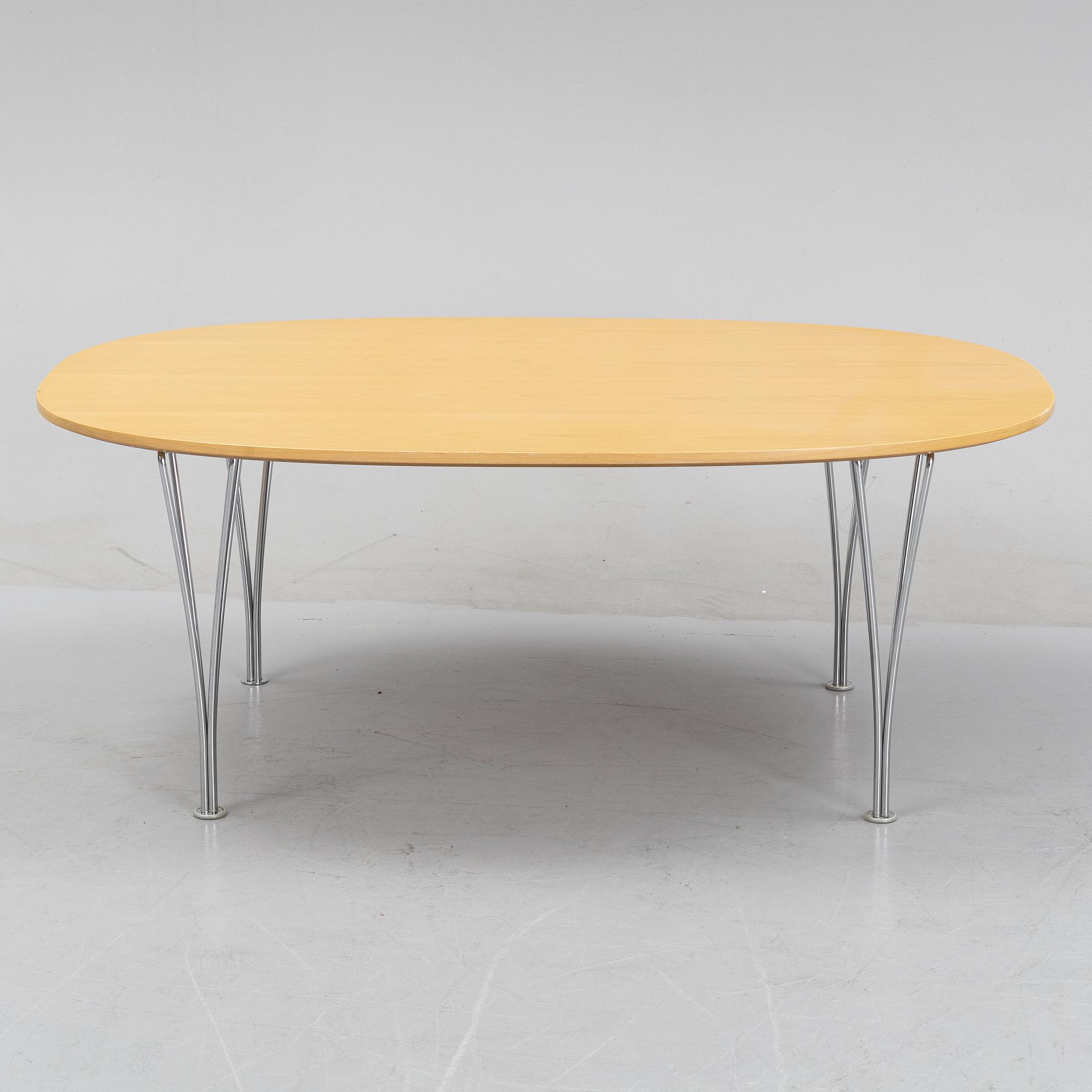 Bruno Mathsson & Piet Hein, a beech 'Superellips' coffee table, Fritz Hansen, Denmark, 1989.