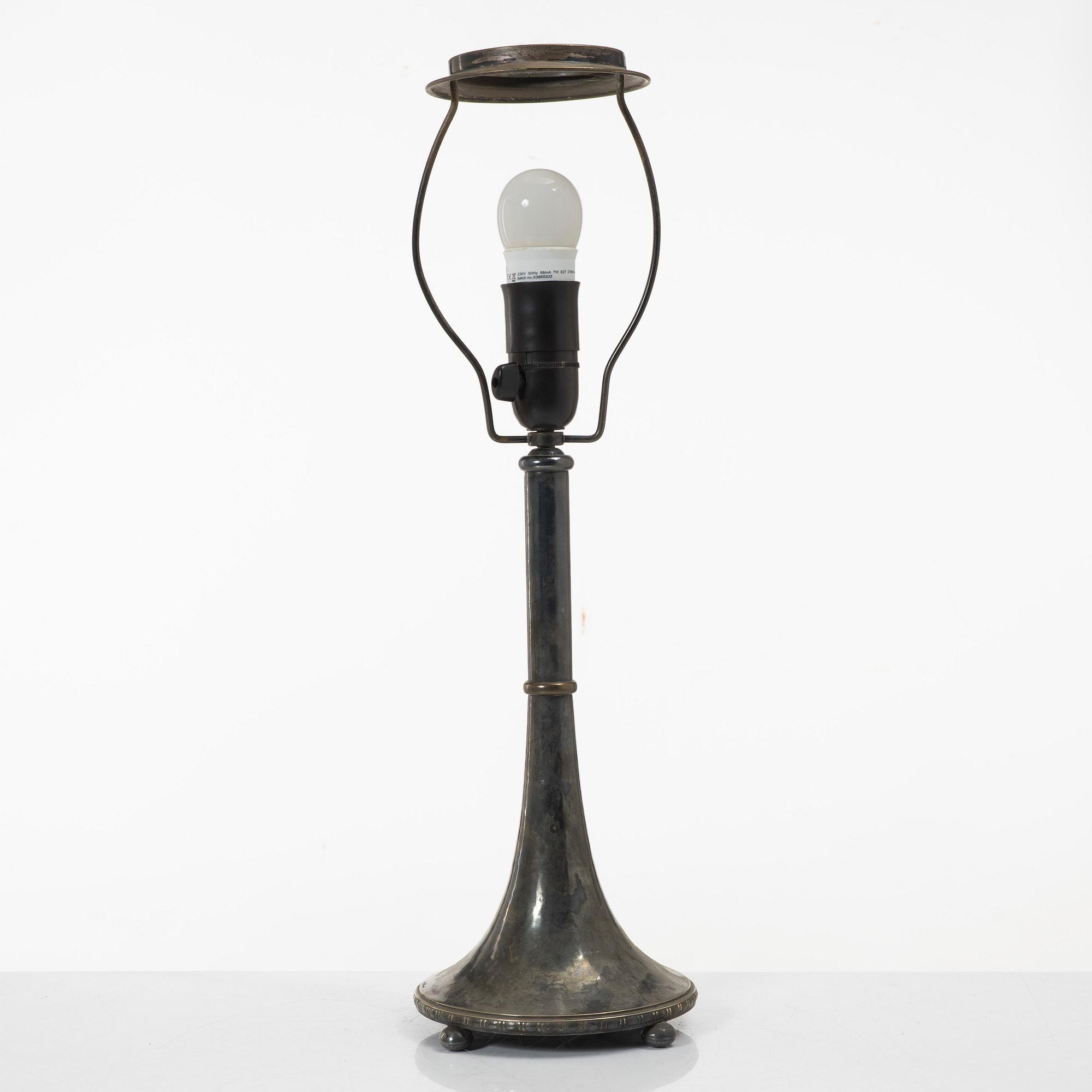 A silver plated table lamp, GAB, first half of the 20th century.