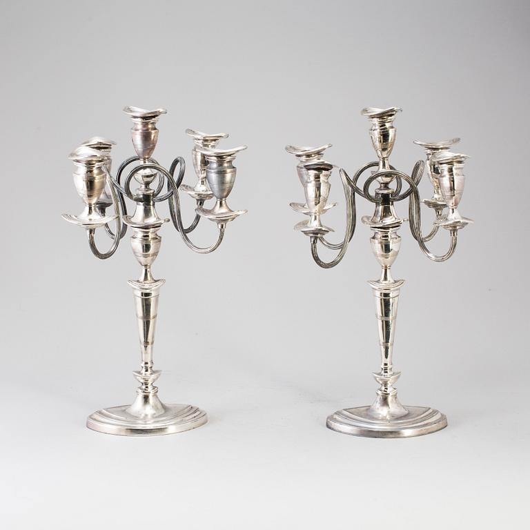 A PAIR OF SILVER PLATE CANDELABRA, regency style, England, first half of the 20th century.