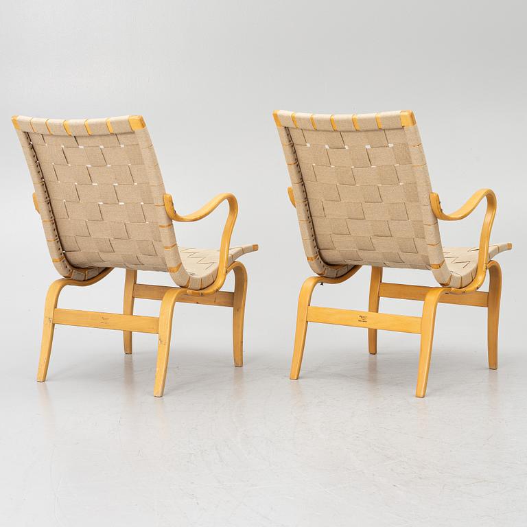 Bruno Mathsson, Armchairs, a pair, “Eva”, Firma Karl Mathsson, Värnamo, 1963 and 1964.