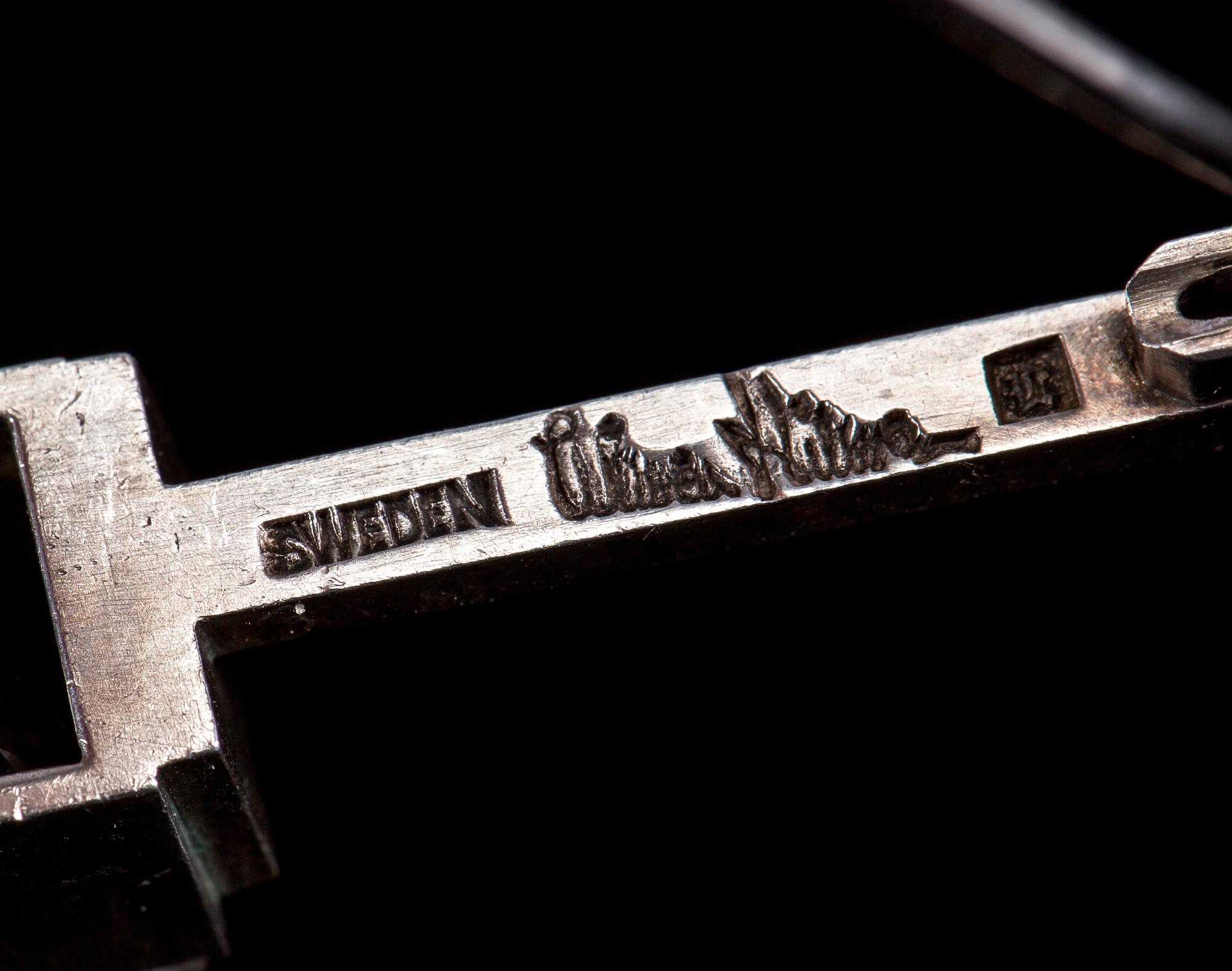 BROSCH, sterlingsilver med bergkristall, Wiwen Nilsson, Lund 1948. Vikt ca 9,5 g.