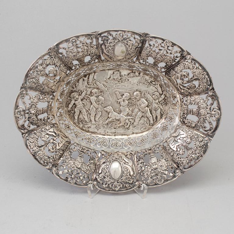 A baroque style silver bowl, circa 1900.