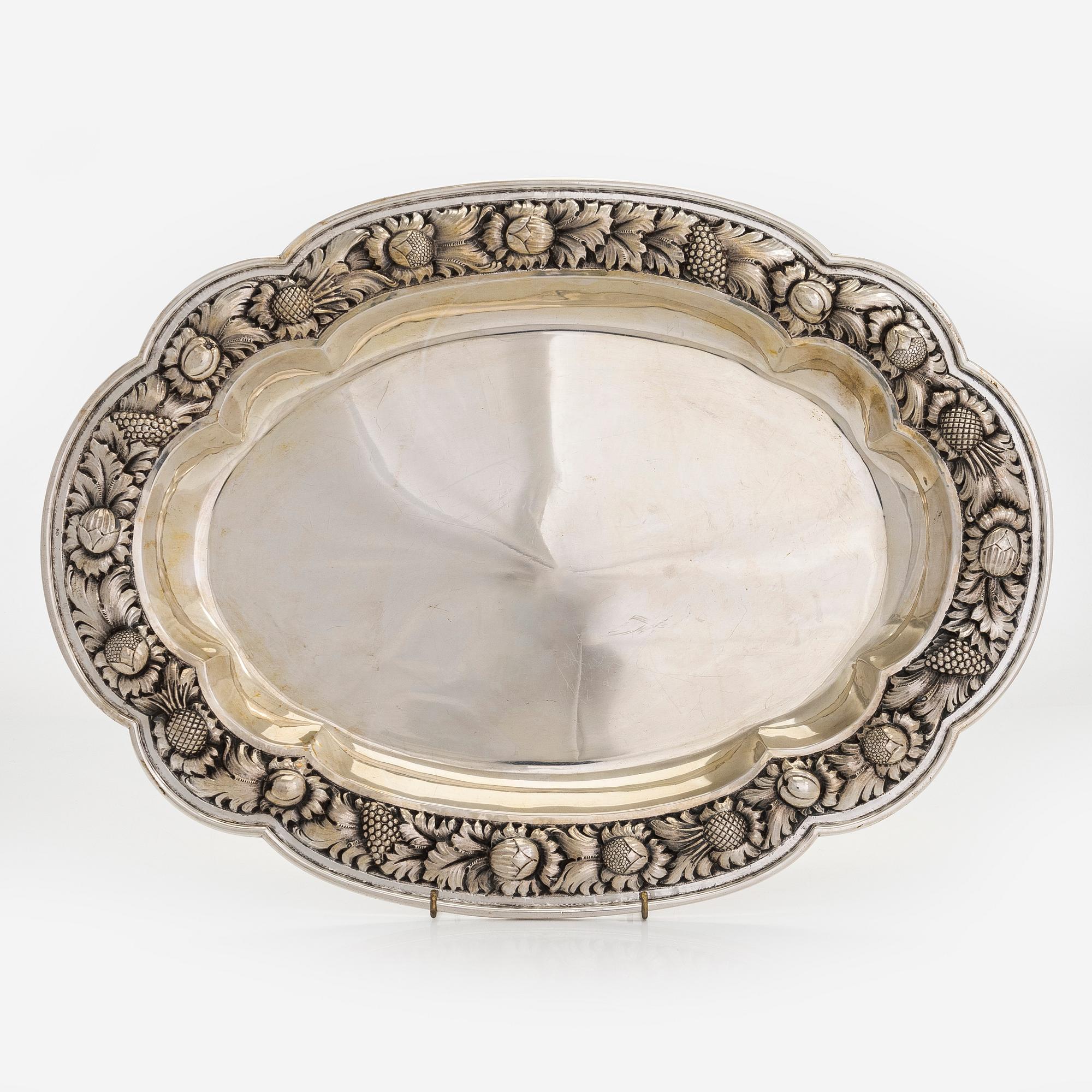 A silver salver, maker's mark of Axel Salomonsen, Copenhagen Denmark, 1933-1977.
