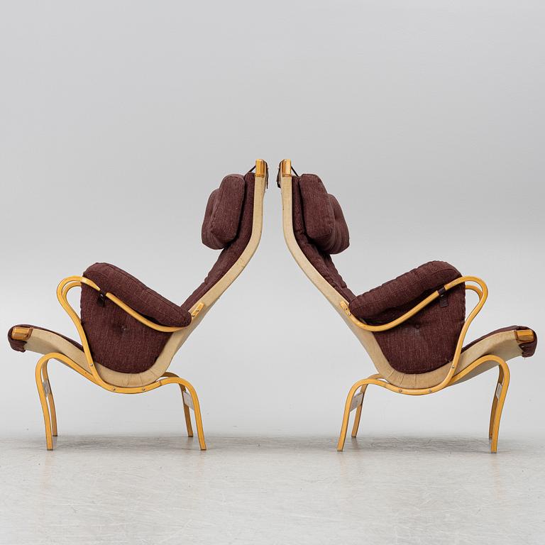 Bruno Mathsson, Armchairs, a pair, "Pernilla", Dux, late 20th century.