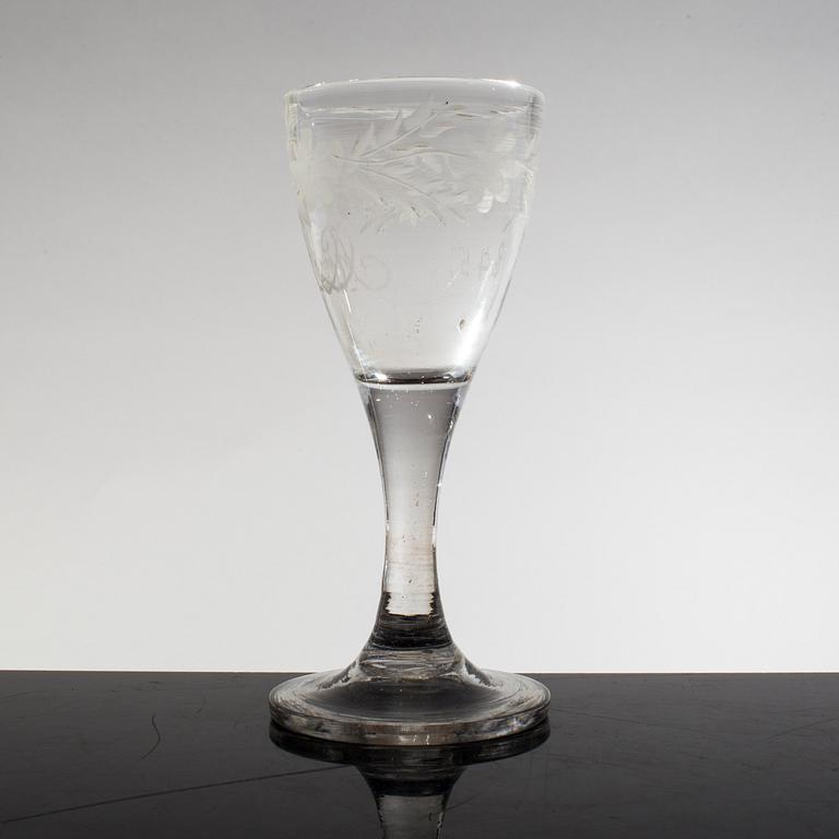 BRÖLLOPSGLAS, glas, daterat 1845.