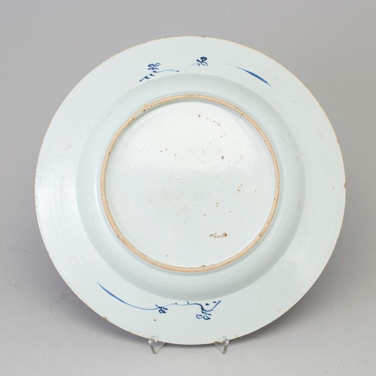 A blue and white porcelain dish, Qing dynasty, Qianlong (1736-95).