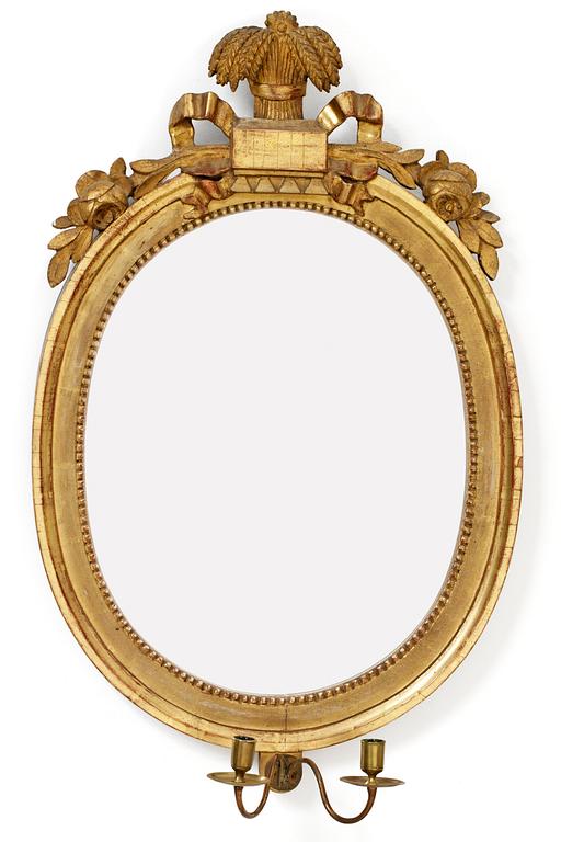A Gustavian two-light girandole mirror by J. Åkerblad.