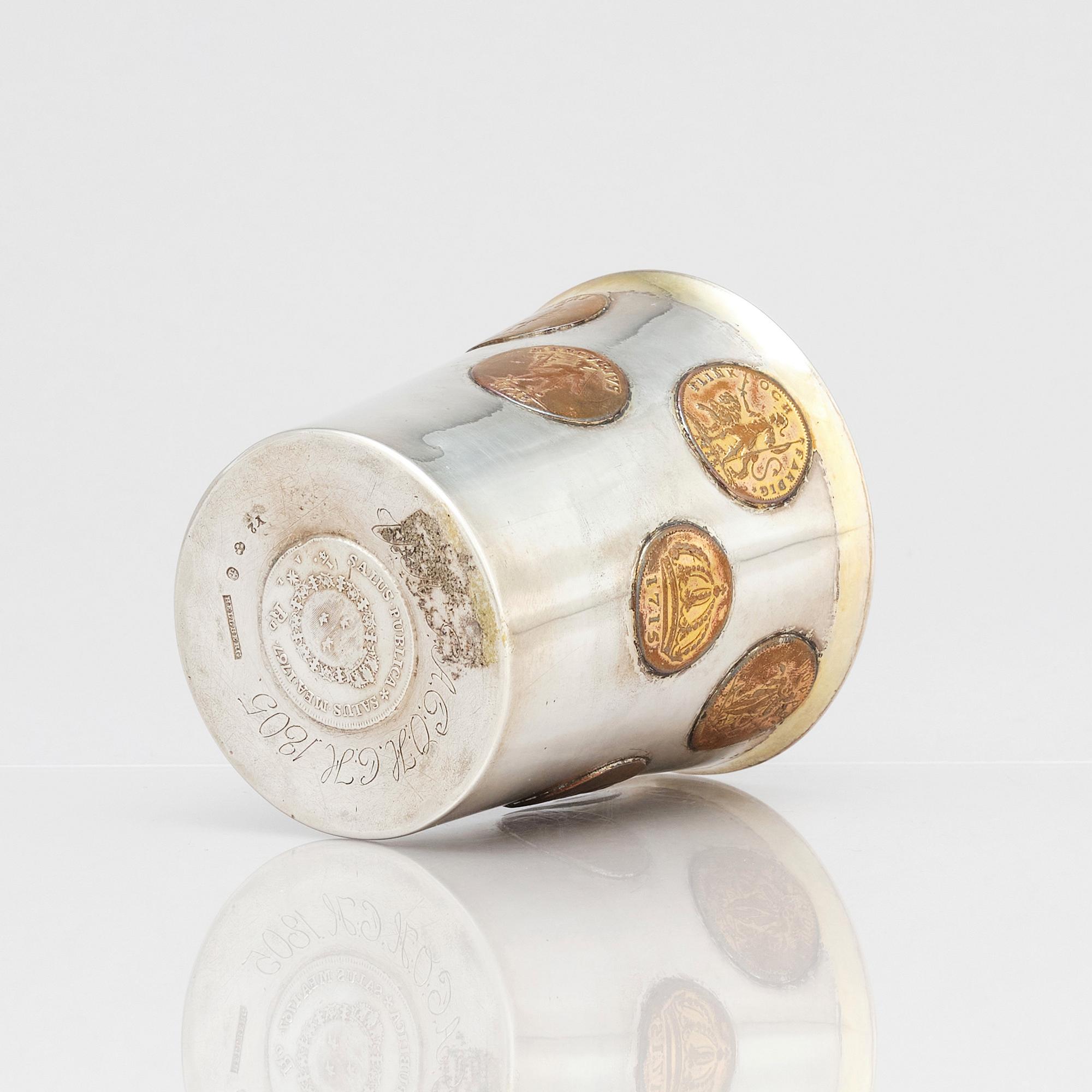 A Swedish parcel-gilt silver coin-beaker, mark of Nils Hellberg, Norrtälje 1805.