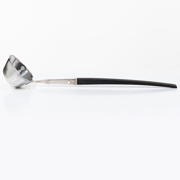 Claës E. Giertta, Soup ladle, sterling silver and wood, Stockholm, 1975.