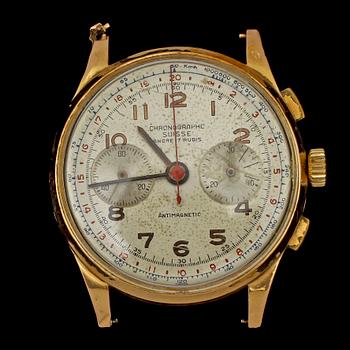 HERRARMBANDSUR, 18k guld, Chronographe Suisse, 1900-talets andra hälft.