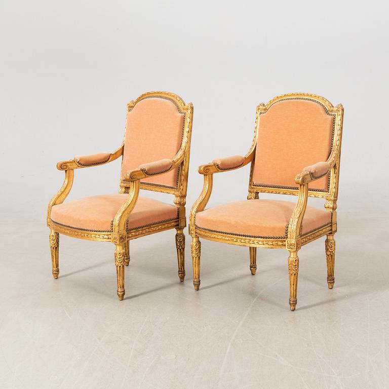 Armchairs, a pair in the Louis XVI style, first half of the 20th century.