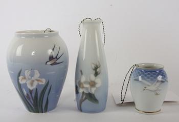 FIGURINER, 3 st och VASER, 3 st, Bing & Gröndahl och Royal Copenhagen.
