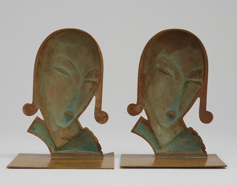A pair of Carl-Einar Borgström bronze bookends by Ystad Brons.
