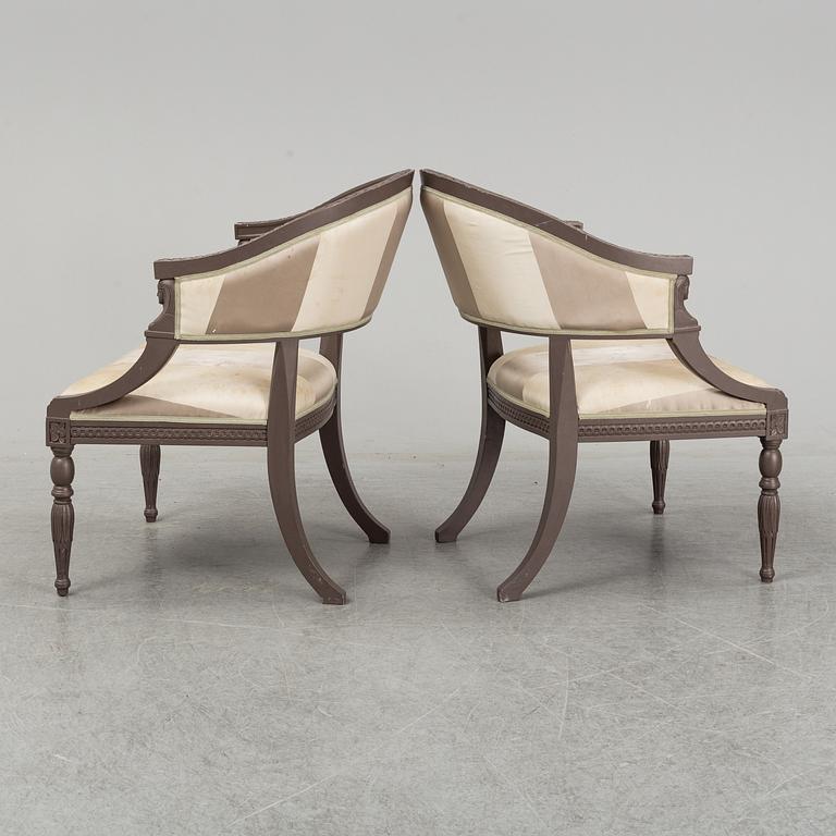 A pair of contemporary chairs in Neo classical style.