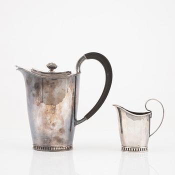 Sven-Arne Gillgren, kaffekanna och gräddskål, silver, GAB.