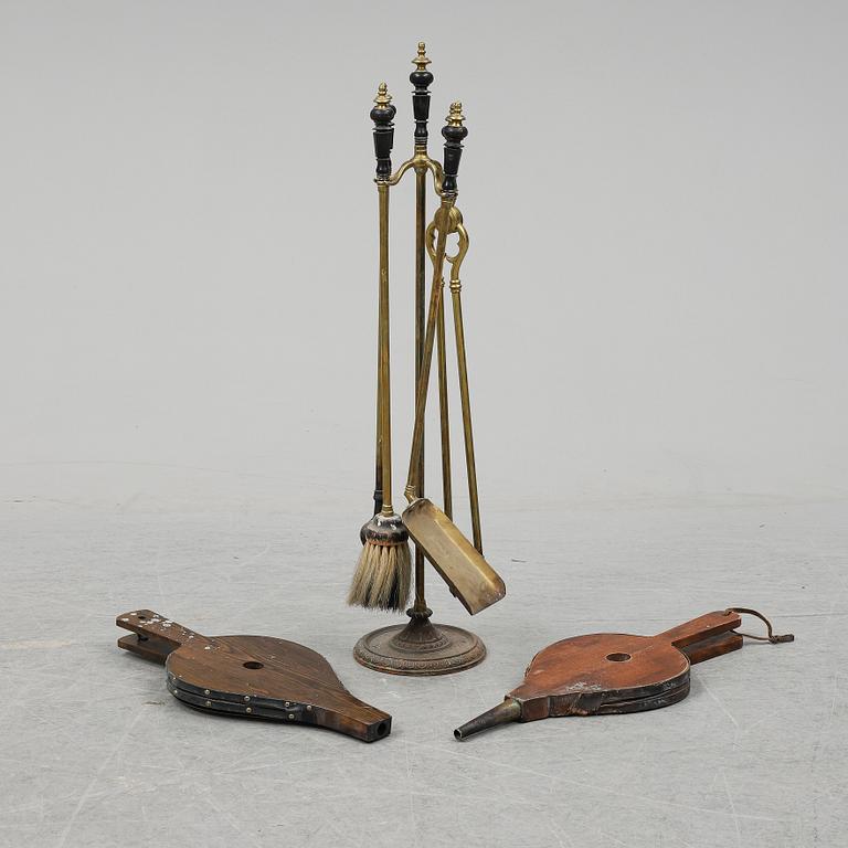 Stove utensils, 6 pcs and a stand, 20th ct.