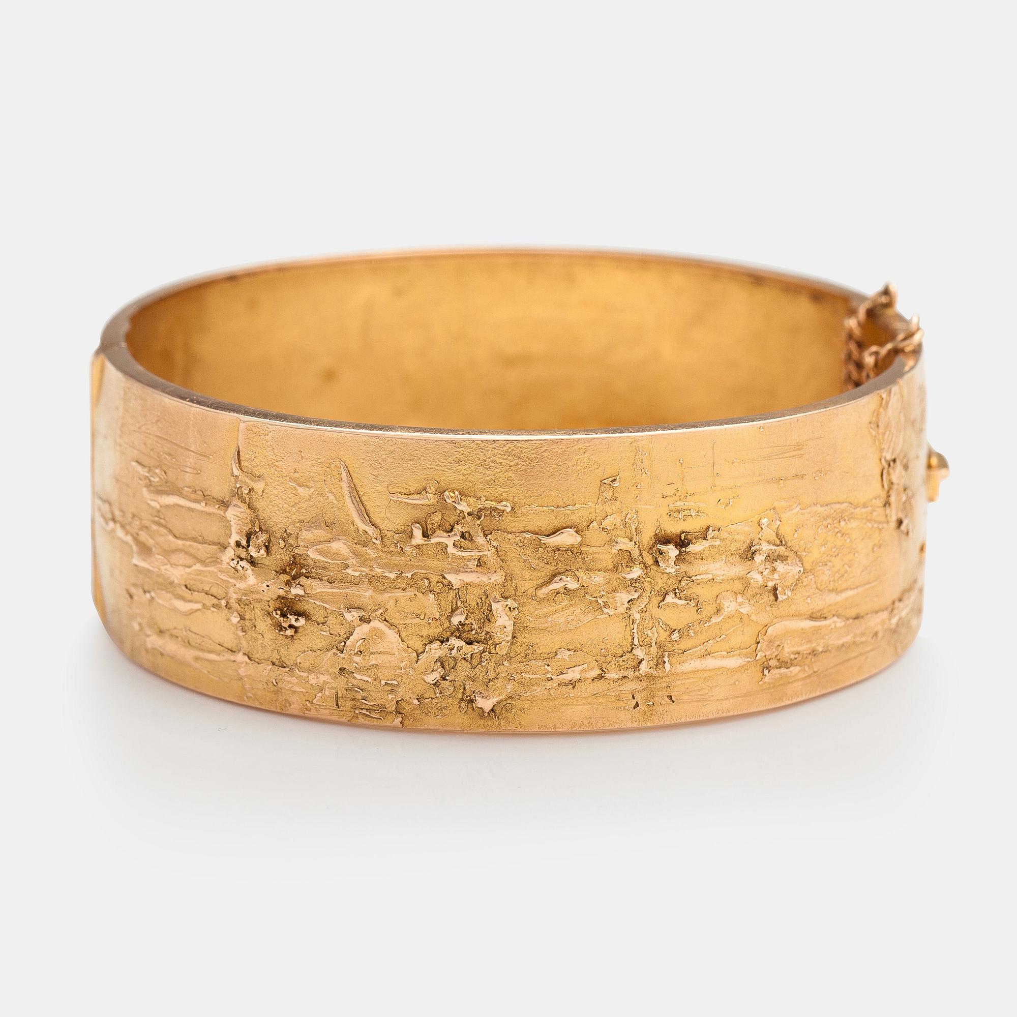 Björn Weckström, A one-of-a-kind 14K gold bracelet "Relief ". Lapponia 1965. Signed BW 65.