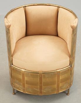 A Mats Theselius 'El Dorado' birch, brass and leather armchair, Källemo, Sweden, limited edition.